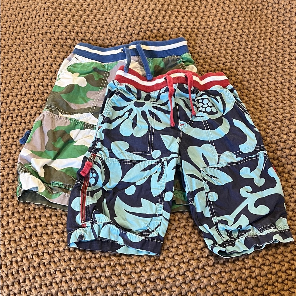 Boys' Mini Boden Shorts - Blue Floral & Green Camo
